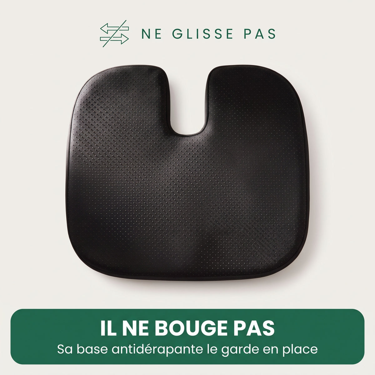 base antidérapante du coussin coccyx