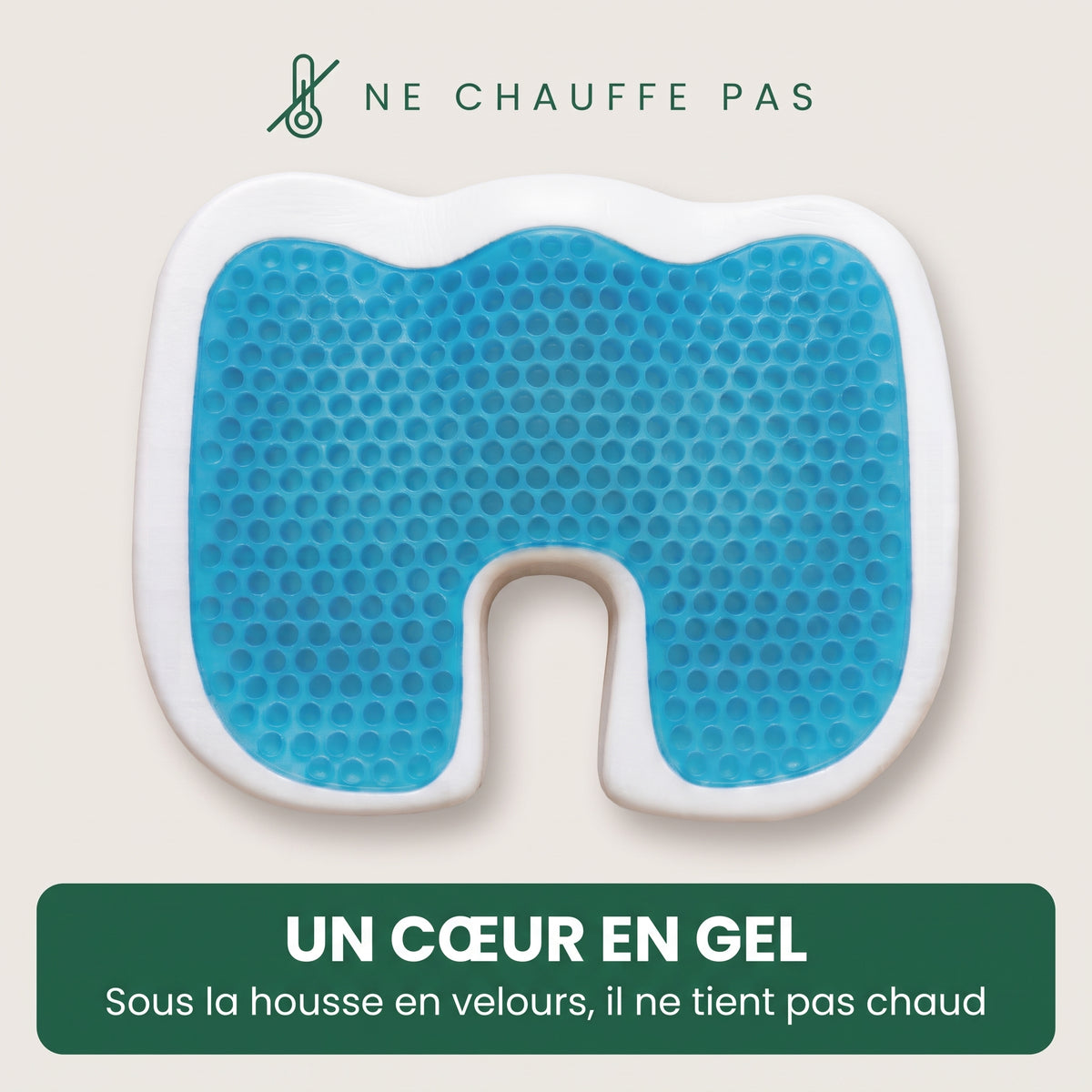 cœur en gel du coussin coccyx qui ne tient pas chaud
