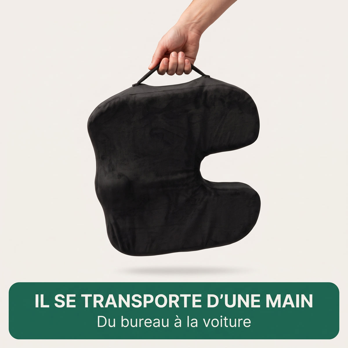 coussin coccyx qu'on peut transporter avec sa poignée intégrée